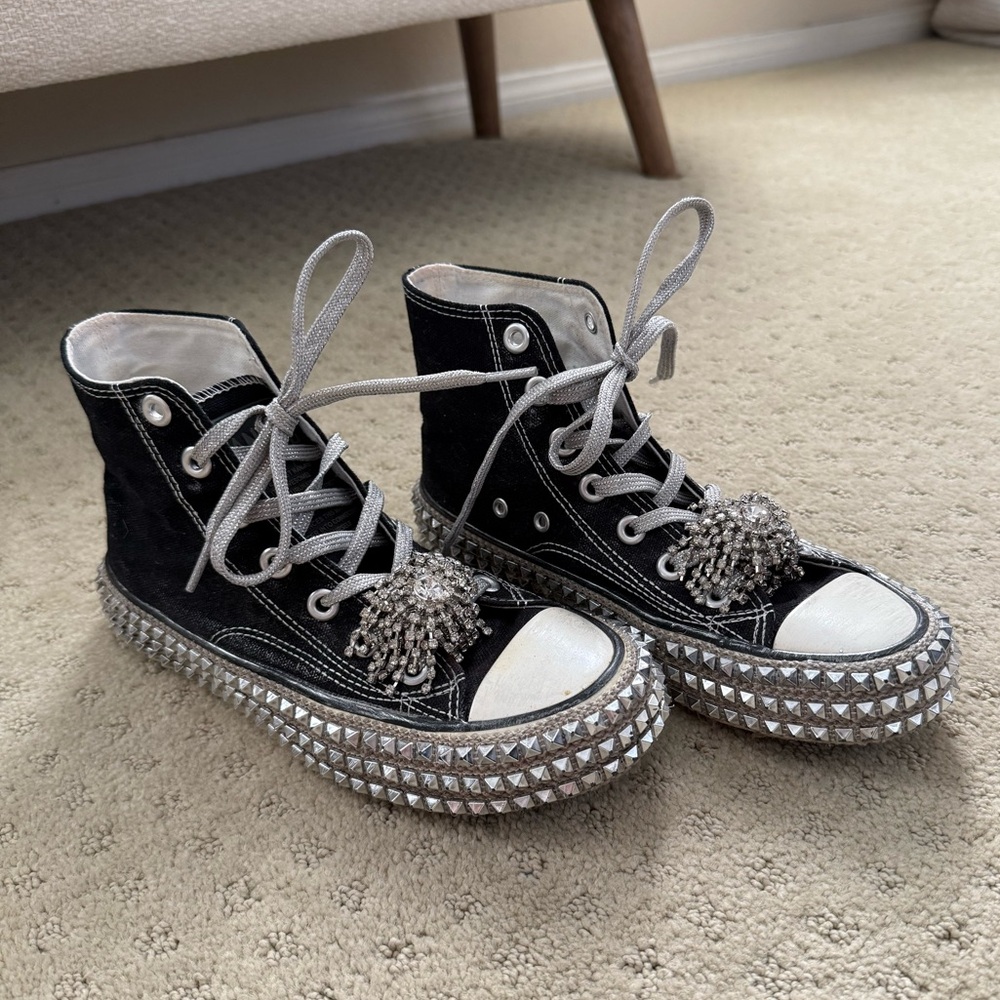 Free People Nan-Ku Couture studded black high tops